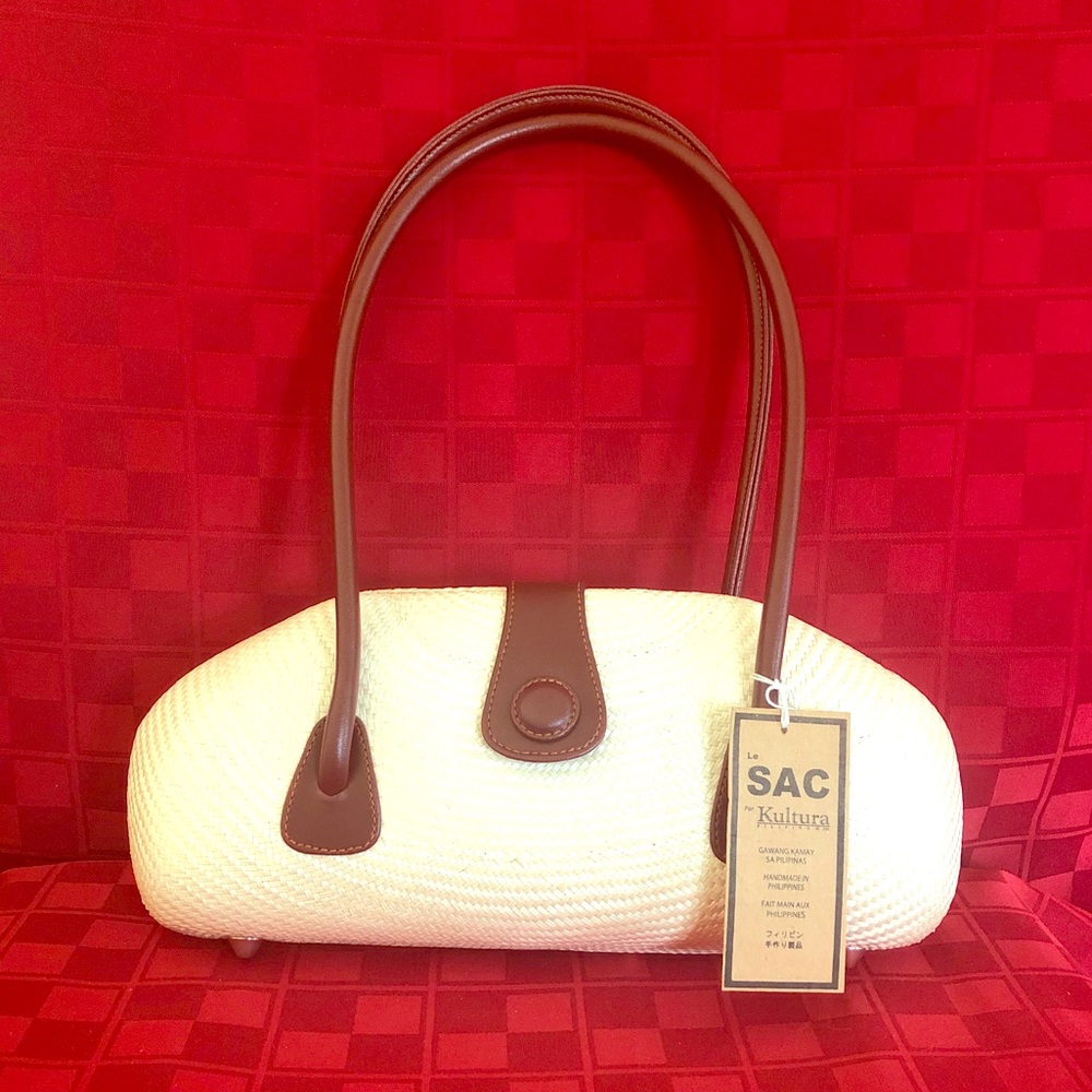 Le Sac For Kultura Woven Purse - Cream/Brown - NWT
